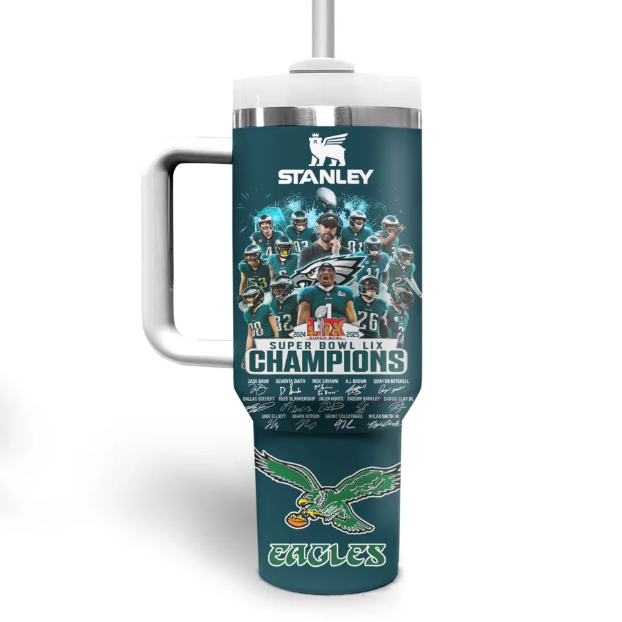 2025 Philadelphia Eagles Super Bowl LIX Champions FS18 Handle Tumbler 40oz - Image 3