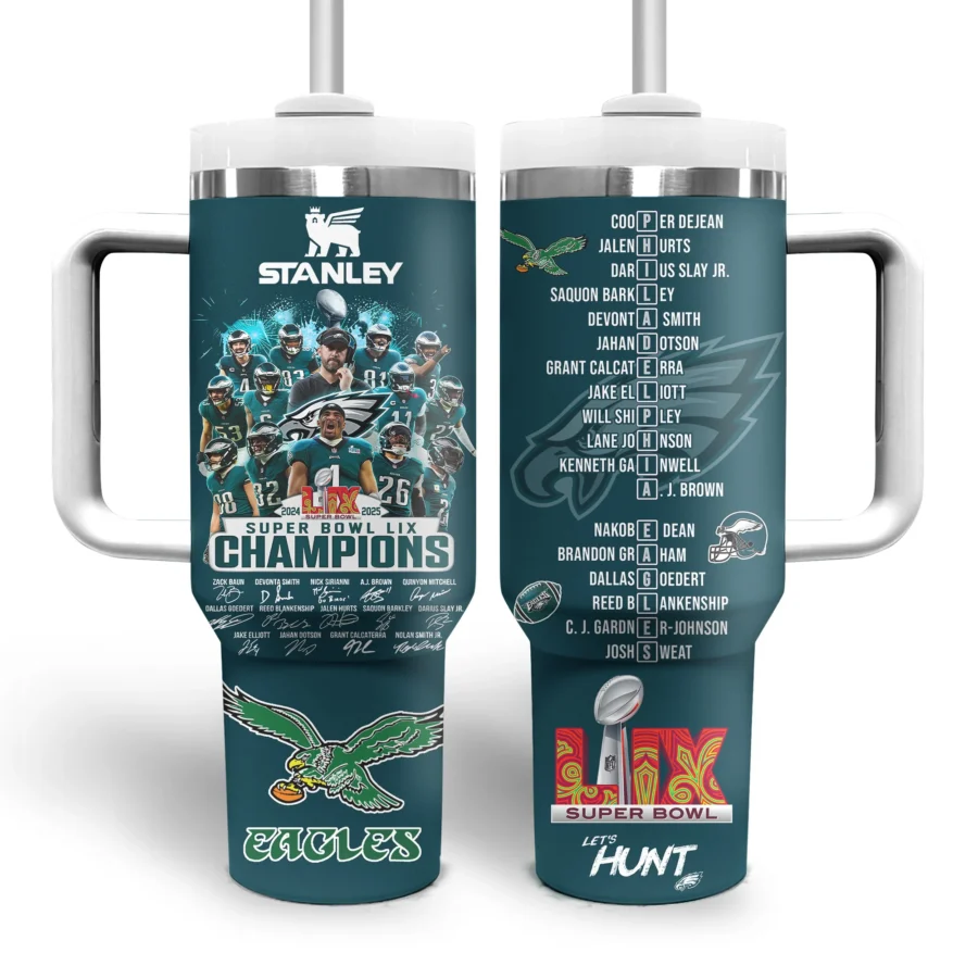 2025 Philadelphia Eagles Super Bowl LIX Champions FS18 Handle Tumbler 40oz - Image 2