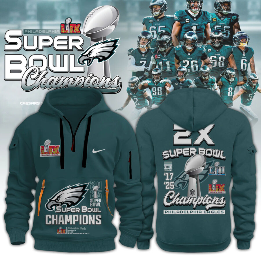 2025 Philadelphia Eagles Super Bowl LIX Champions FS16 limited Zip Hoodie